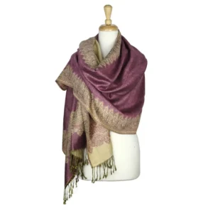 Paisley Pashmina Scarf Shawl Wrap Reversible Border Elegant Colors 22x72 Acrylic